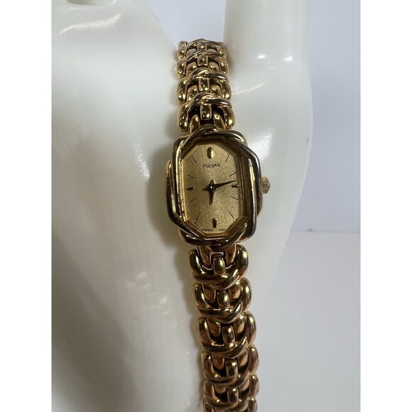 Pulsar Women's Dress Watch V400-6120 RO Gold Tone Classic VTG Watch Untested - Picture 1 of 7